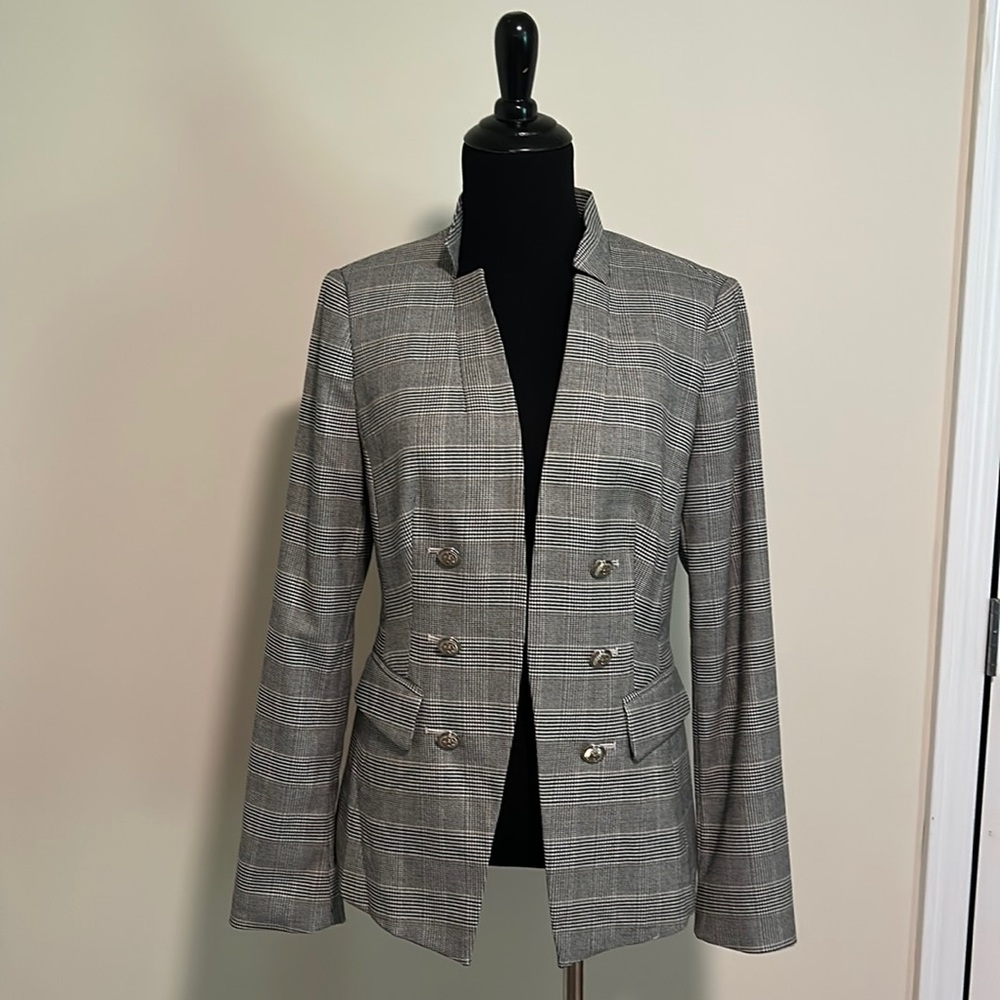 WHBM Plaid Blazer with Buttons